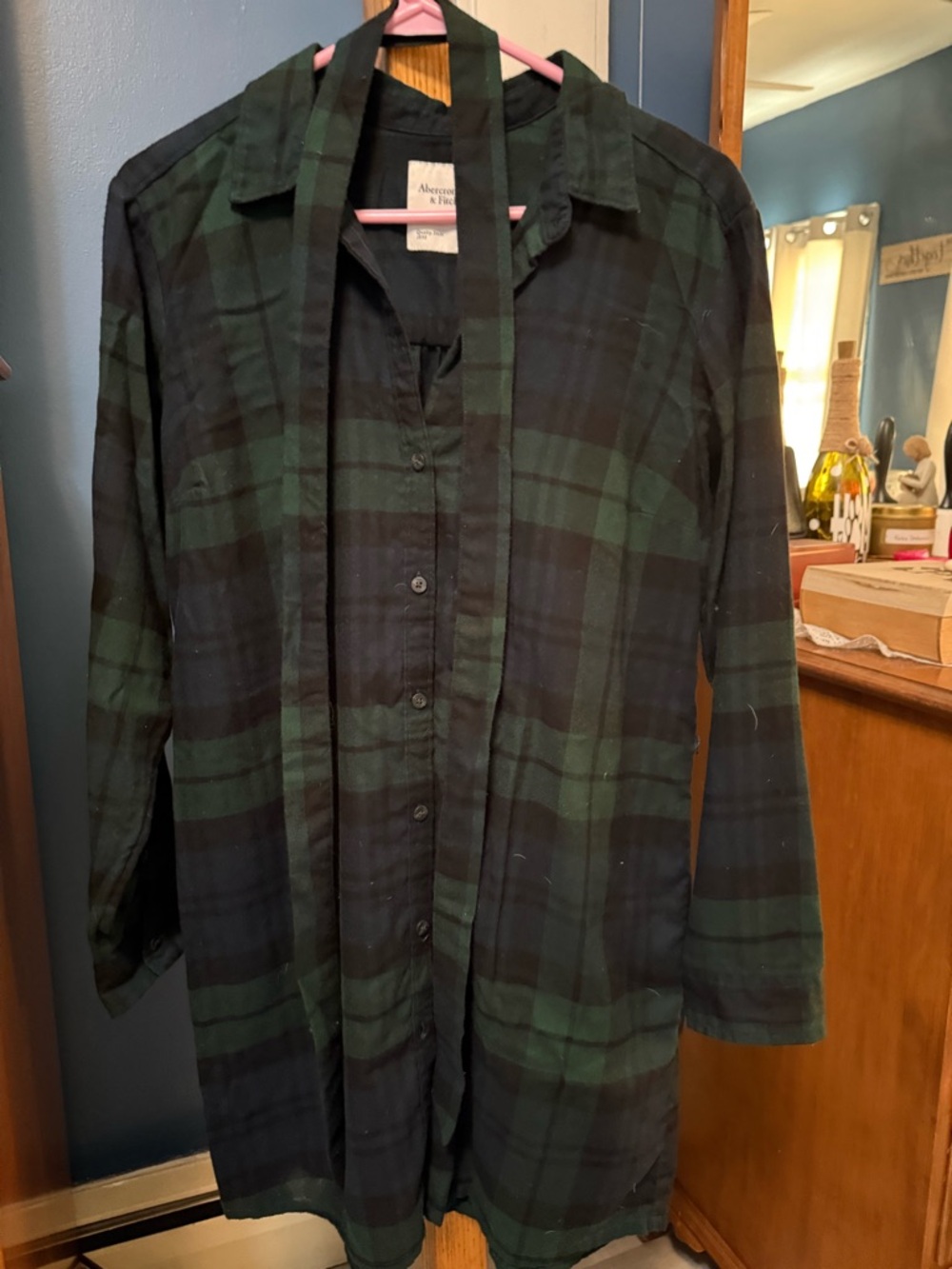 Abercrombie & Fitch Green and Black Plaid Shirt Dress